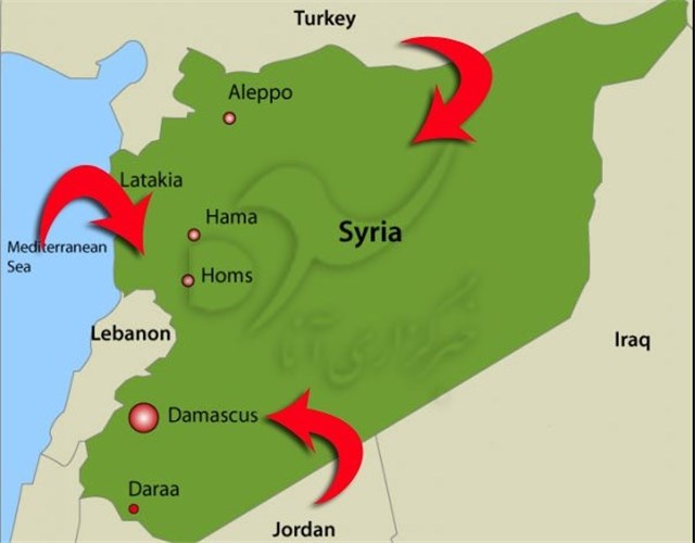 مسیرهای حمله احتمالی آمریکا به سوریه