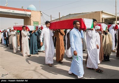 پیکر مطهر ۷۵ شهید دفاع مقدس از مرز شلمچه وارد کشور شد+تصاویر